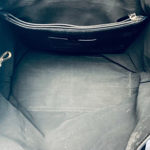 Cole Haan Black Cross Grain Leather Tote Purse - Picture 6 of 9